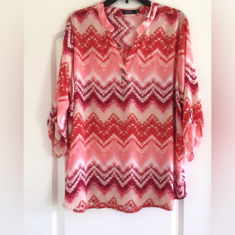 Pink And Red Chevron Blouse